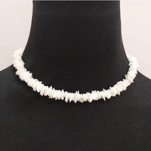 Rainbery Fashion White Shell Nugget Irregular Gravel Chips Beads High Grade Women Weddings Oarty Gifts Chian Necklace