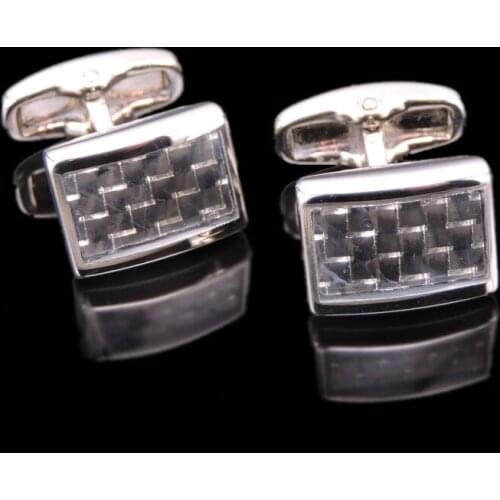 Novelty fashion shirt cufflink Silvery Square carbon design hotsale copper material cufflinks whoelsale&retail free shipping