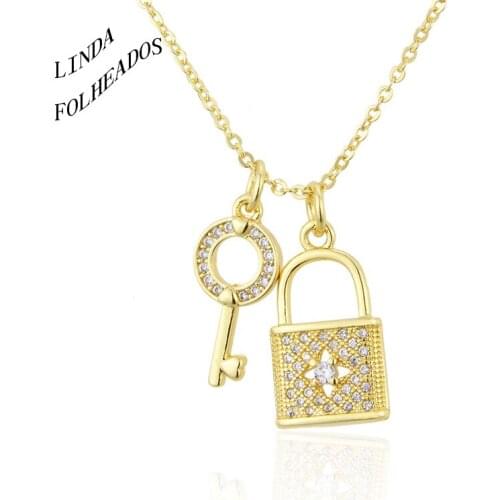 New Design Fashion Key Lock Copper Pendant Necklace for Women O-Chain Paired Couple Gifts 2021 Trendy Jewelry Party