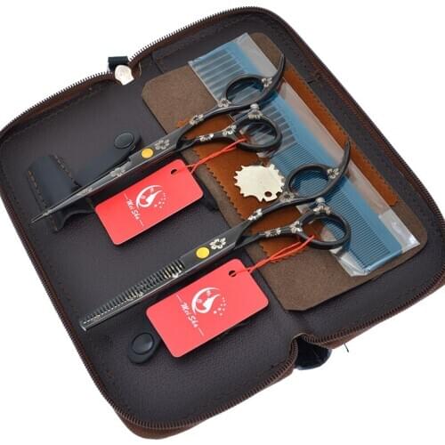 Salon Hairdressers Scissors Black 5.5" 6.0" Japan Steel Barber Hair Cutting Thinning Shears Hair Trimmers Hair Tijeras A0173A