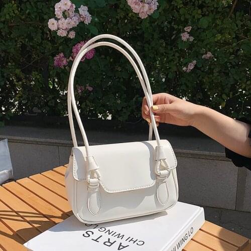 Macaron Solid Color Ladies Underarm Bag Small Tote Shoulder Bags 2021 Summer New Design Women Fashion Armpit Handbag and Purse