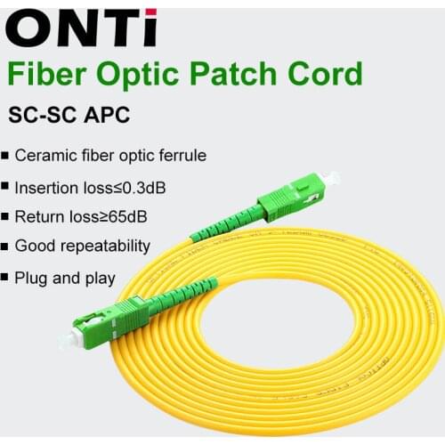 ONTi SC/APC Fiber Optic Patch Cord Cable SC-SC 1/3/5/10/20/30M Jumper Single Mode Simplex 2.0mm Optical Fibra Optica FTTH 10PCS