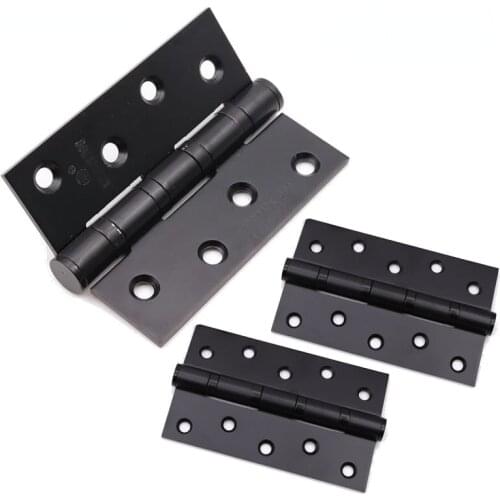Stainless Steel Bearing Slotted Solid Wood Door Black Hinge Hinge, Three-Piece 4-Inch Folding Hinge