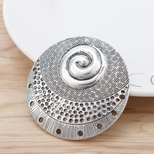 2 Pieces Tibetan Silver Large Hammered Spiral Vortex Swirl Round Connector Charms Pendants for Necklace Jewellery Making 52mm