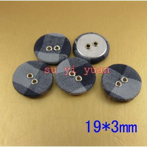 19mm*3mm 25pcs/lot aluminum bottom Denim lattice cloth covered button sewing garment accessories