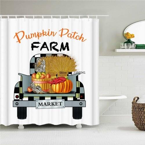 Retro Farm Car Flower Polyester Shower Curtain 3d Printed Bath Curtains with 12 Hooks for Home Bathroom Decor Bath Screen