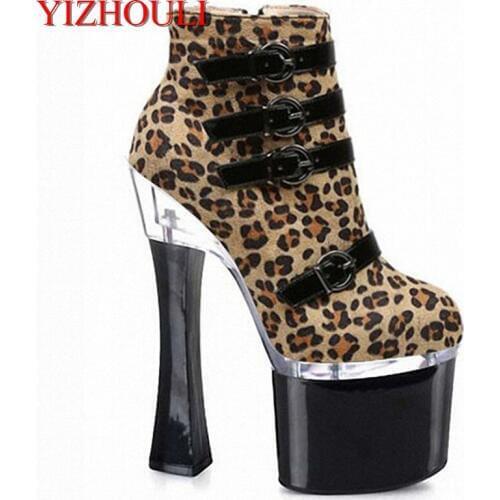 17-18cm boots 7 inch high heel boots short winter fashion sexy buckle women rome short boots pumps motorcycle boots