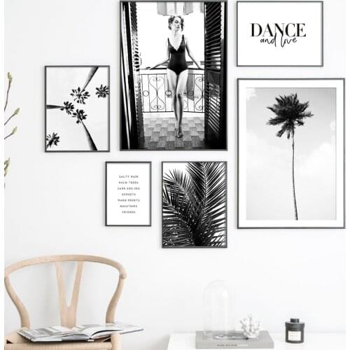 Sexy Woman Palm Leaf Dance Quote Wall Art Canvas Painting Nordic Posters And Prints Wall Pictures For Living Room Vintage Decor
