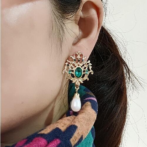 Ydgy grandmother green earrings pearl Baroque jewelry popular women accessories earrings wholesale