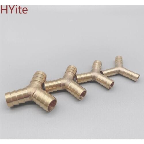Brass Splicer Pipe Fitting Y Shape 3 Way Hose Barb 4mm 6mm 8mm 10mm 12mm 16mm Copper Barbed Connector Joint Coupler Adapter