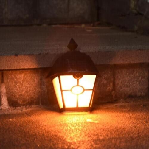 Retro Hex LED Solar Lamp Dynamic Falme Light IP65 Waterproof Outdoor Garden Path Ground Flickering Wall Light