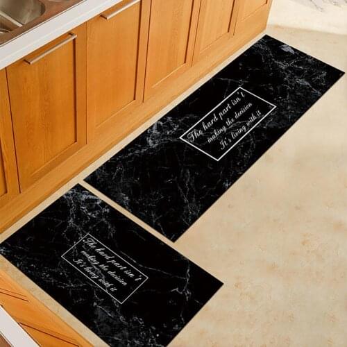 Comfortable Nordic Style Marble Printing Pattern Nonslip Floor Mat for Kitchen Dining Room