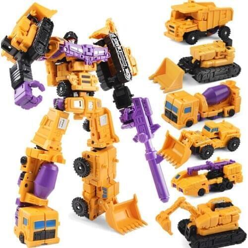 In Stock MFT Transformation 6 In 1 Yellow Devastator G1 Leader Action Figure With Box