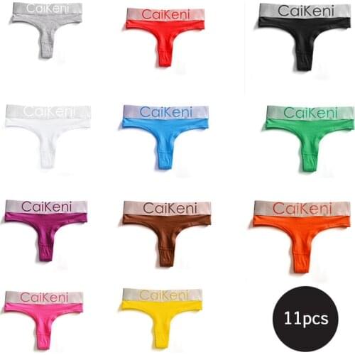 VDOGRIR 11Pcs/lot Sexy Women Letter Cotton Seamless G-String Thong Female Panty Underwear Women Briefs Low Waist Lady Intimates