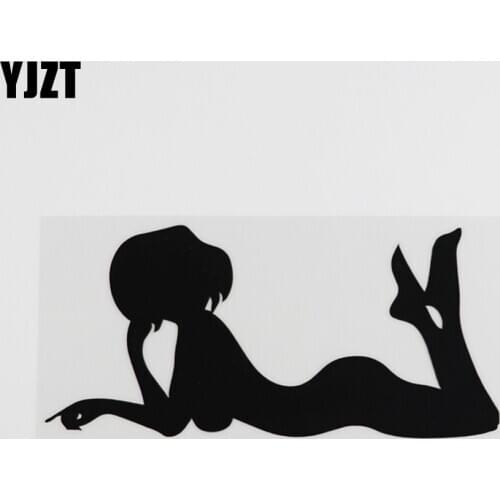 YJZT 15.6CMX7.3CM Art Fitness Gym Sexy Woman Decal Vinyl Car Sticker Black/Silver 8A-0433