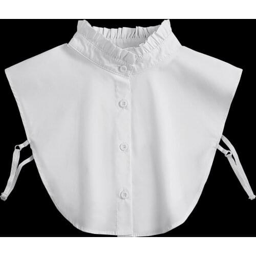 Linbaiway Stand Ruffle Shirt Fake Collar for Women White Detachable False Collar Lapel Sweater Blouse Top Removable Faux Collars