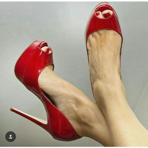 Women Peep Toe Pumps Platform Stiletto Heels Leather Slip On Ladies Shoes Solid Big Size Pole Dancing Shoes Dress Banquet