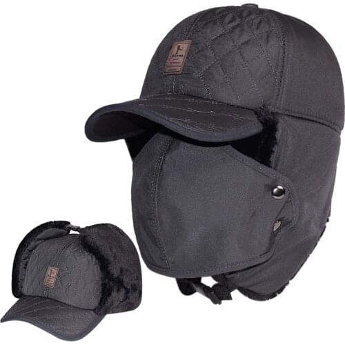 Winter Windproof Warm Hat Men Women Bomber Faux Fur Ear Flap Hat Cap Winter Ski Trooper Trapper Solid Color Cotton Lei Feng Caps