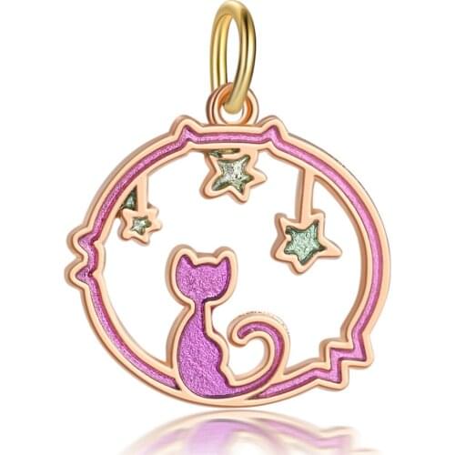 1Pcs New Cute Cat Star Pendant DIY Beads Suitable for Original Pandora Charm Bracelet Ladies Jewelry Making Gifts