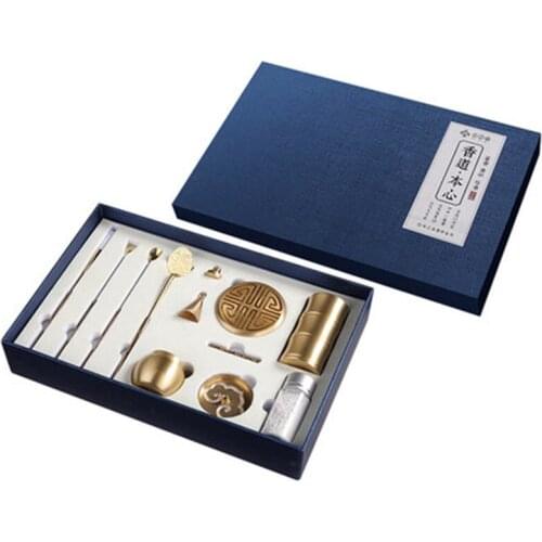 11PCS/Set Pure Copper Incense Burner Accessories Equipment Seal Tools Sandalwood Agarwood Powder Furniture Yoga Office Relax