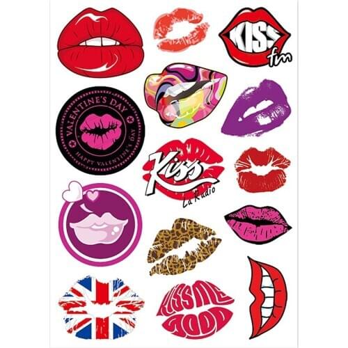 14x Sticker Sexy Lip Kiss A4 Size Phone iPad Tablet Laptop Luggage Skateboard Wall Bicycle Motorcycle Auto Car Styling Decal