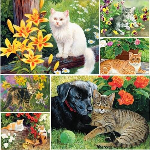 2021 New Diamond Mosaic Animals Diamond Painting 5D DIY Cat Cross Stitch Kit Home Decor Gift