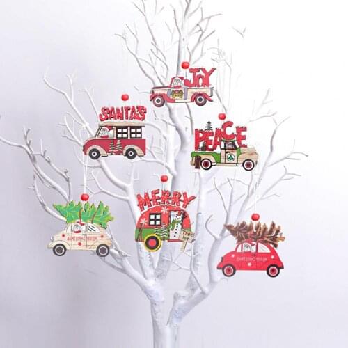 3Pcs Car Pattern Christmas Pendant Decorative Wood Holiday Gift Festival Ornaments Car Pattern Home Decor Dropshipping 2021