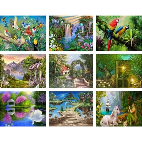 Diamond painting 5D Full Round Drill Diamond Mosaic Forest Landscape Animal Bird Cross Stitch Kit Painting Decorations DIY Gift