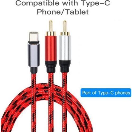 USB Type-C To 2 RCA Audio Cable Type C RCA Cable 2rca Jack Type C RCA Cable For Sumsung Xiaomi Speaker Home TV 0.5m 1m 1.5m
