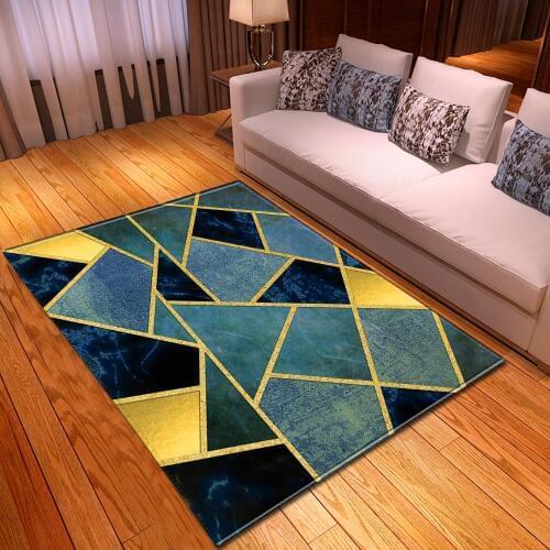 New Geometric 3D Printed Large carpets for Living Room bedroom Area Rugs Modern Heavy Metal Blue Line Pattern Rug Home Floor Mat