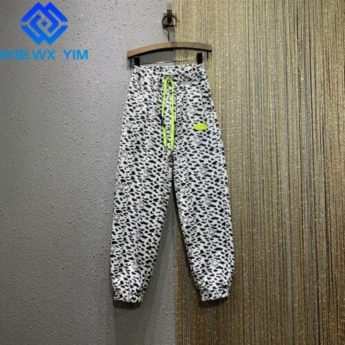 High waist Straight Pants Women Spring Autumn Elastic Waist Sweatpants Casual High Quality Joggers Fashion print Long Trousers