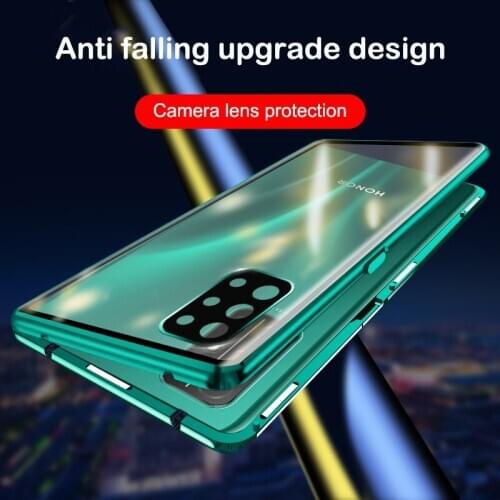 Metal Plating Frame Phone Case for Samsung Note 20 Ultra S20 Plus M31 Double Sided Tempered Glass Camera Protection Back Cover