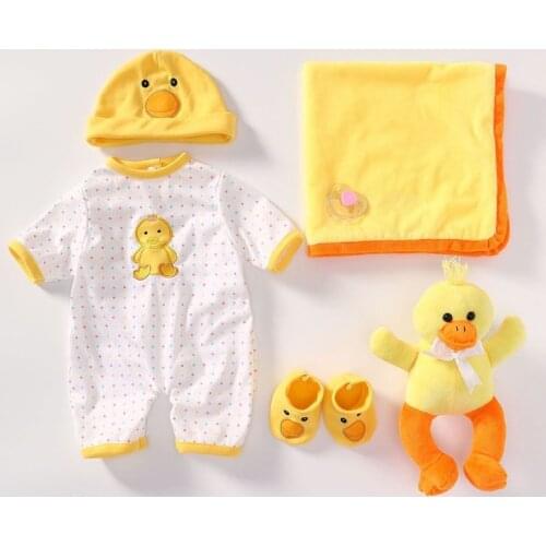 Reborn Baby Toy Clothes Outfit Accessories Yellow Duck Pink Panda Set for 45-55cm Doll Toys Newborn Girl Boy