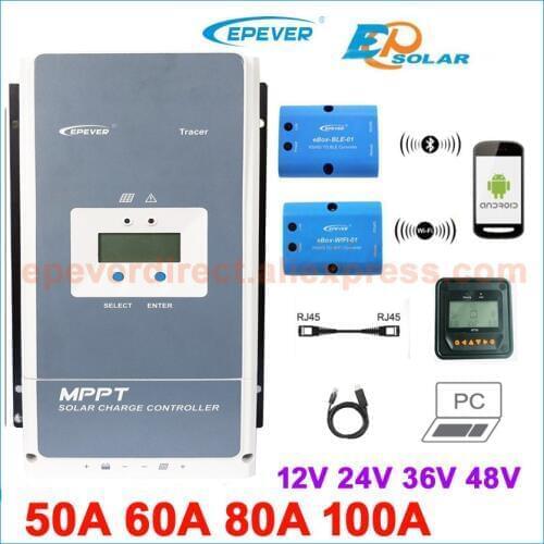 EPEVER MPPT 100A 80A 60A 50A Solar Charger Controller 12V24V36V48VAuto for Max PV 150V 200V 5415AN 5420AN 6415AN 6420AN 8420AN