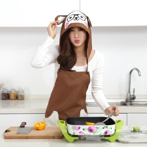 2021 Newest Cooking Kitchen Apron Kitchen Dust-proof and Oil-proof Hair Care Hooded Apron with Hat and Pocket Couples Apron Bibs