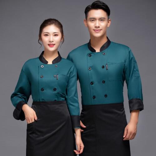 Long-sleeved kitchen uniform chef Service restaurant tops multi Color Food Service Tooling uniform 3 colour free shipping