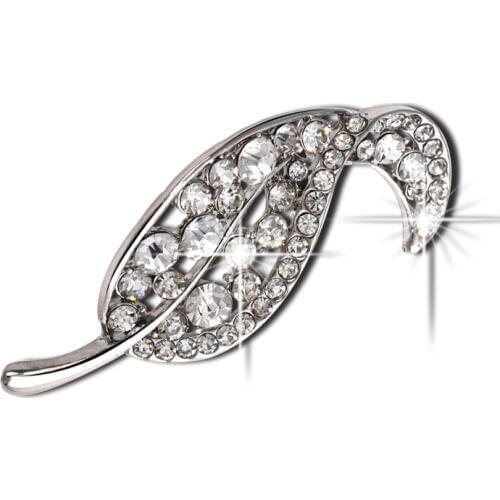 2019 New Enamel Pin and Brooches Crystal Slive Rhinestone leaf Broshes fashion jewelry Alloy wedding dresses for Women X1054
