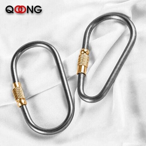 A pair of Aviation Titanium Alloy Key Chains Waist Buckle Keychain with Brass Lock Camping Carabiner Survival Equipment Key Ring