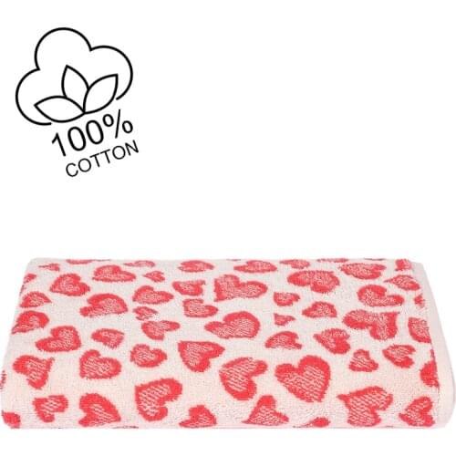 Bath Towel Eco Heart Pure Cotton 90x140 50x85