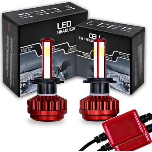 PAMPSEE H7 LED 4 Side 360 Degree Car LED 6000K 12V H4 9006 12V H8 H9 H11 H1 9005 HB3 HB4 LED Headlight Bulbs Auto Lamp 8000LM