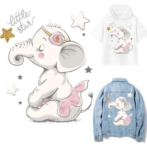 Cartoon Elephant Patches Iron-on Transfers for Clothing Thermoadhesive Patch Diy Thermal Stickers on Clothes Animal Applique Kid