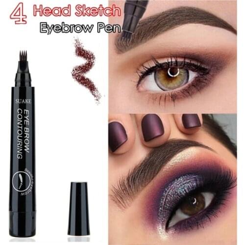 Waterproof Microblading Eyebrow Tattoo Pen 4 Head Fine Enhancer Fork Tip Eyebrow Tattoo Tint Eyebrow Gel Makeup Tools