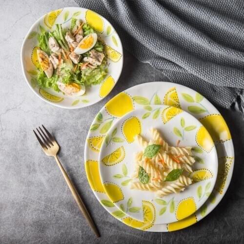 High Quality Lemon Pattern Dishes Dishes And Plates Sets Dinner Plates Steak Dish Bone China West Plate Dishes