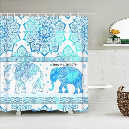 Geometric Bohemian Printed Shower Curtains Frabic Waterproof Polyester Decor Mandala Flower Bath Curtain With Hooks 240x180cm