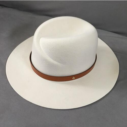 About new winter white wool hat han edition fashion female Wide-brim hats felt hat ins Fedoras panama
