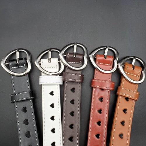 Ladys belt, versatile leisure, porous, love pin buckle