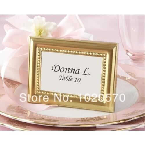 Beaded Golden Metal Photo Frame Place card Holder wedding party gifts Valentines day favors 100pcs/lot Free Shipping