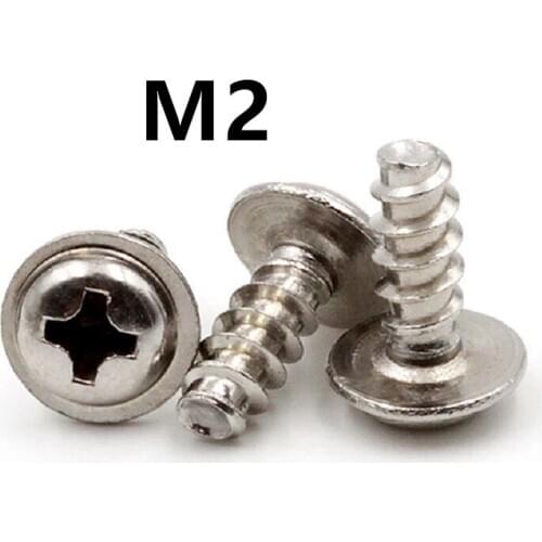 100pcs/lot M2x4/5/6/8/10mm 304 stainless steel PWB plate head, flat tail and cushion self-tapping screw