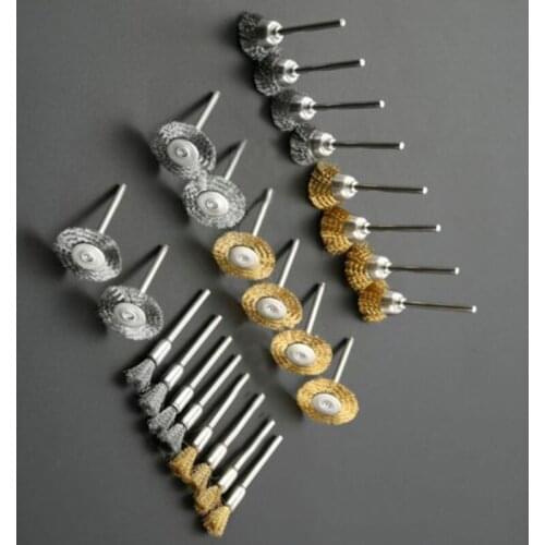 24 Pc Brass Steel Wire Wheel Brush Polishing Grinder Accessories Rotary Tool Kit