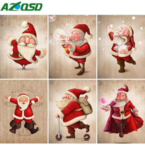 AZQSD Diamond Embroidery Santa Claus Mosaic Handicraft 5D Diamond Painting Cartoon Portrait Cross Stitch Rhinestones Home Decor
